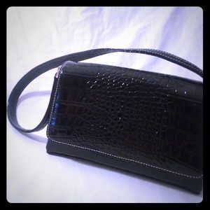 Black foux snake skin purse